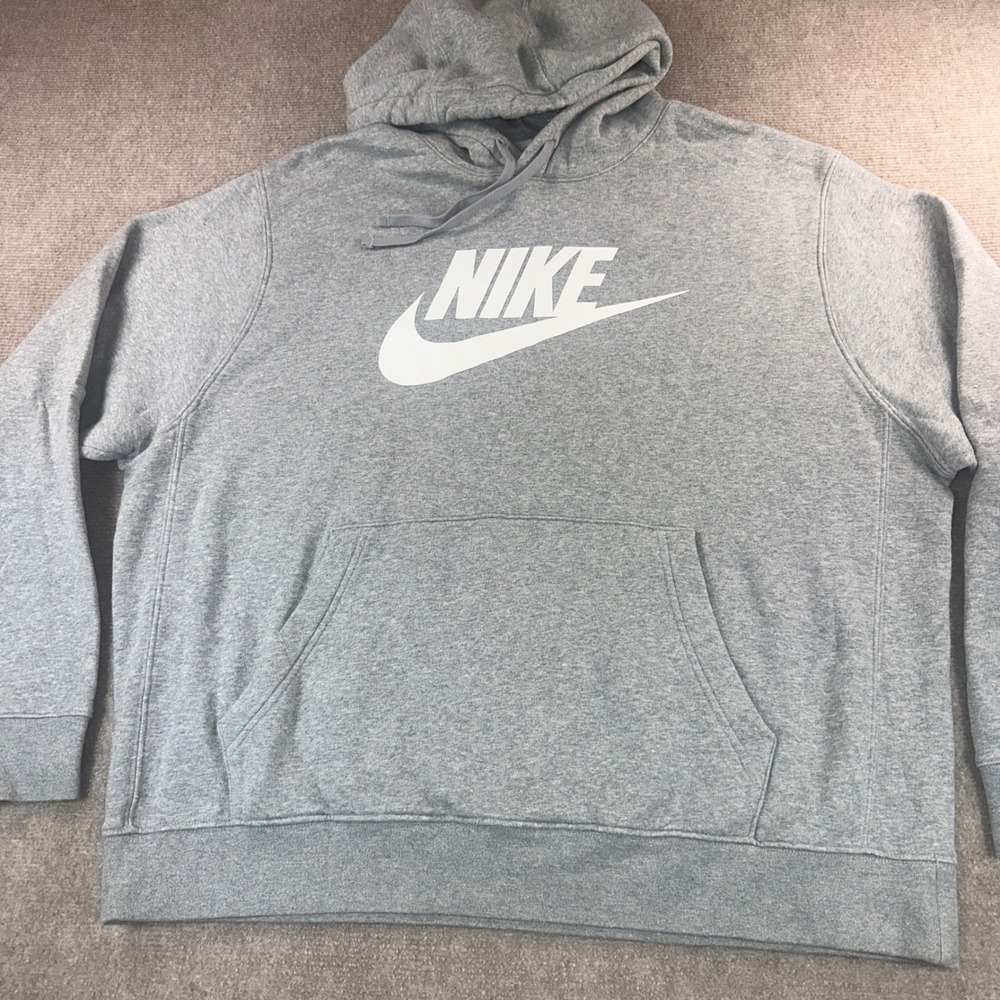 Nike Sportswear Club Fleece‎ Hoodie Mens XL Gray White Futura Logo Pullover 6212